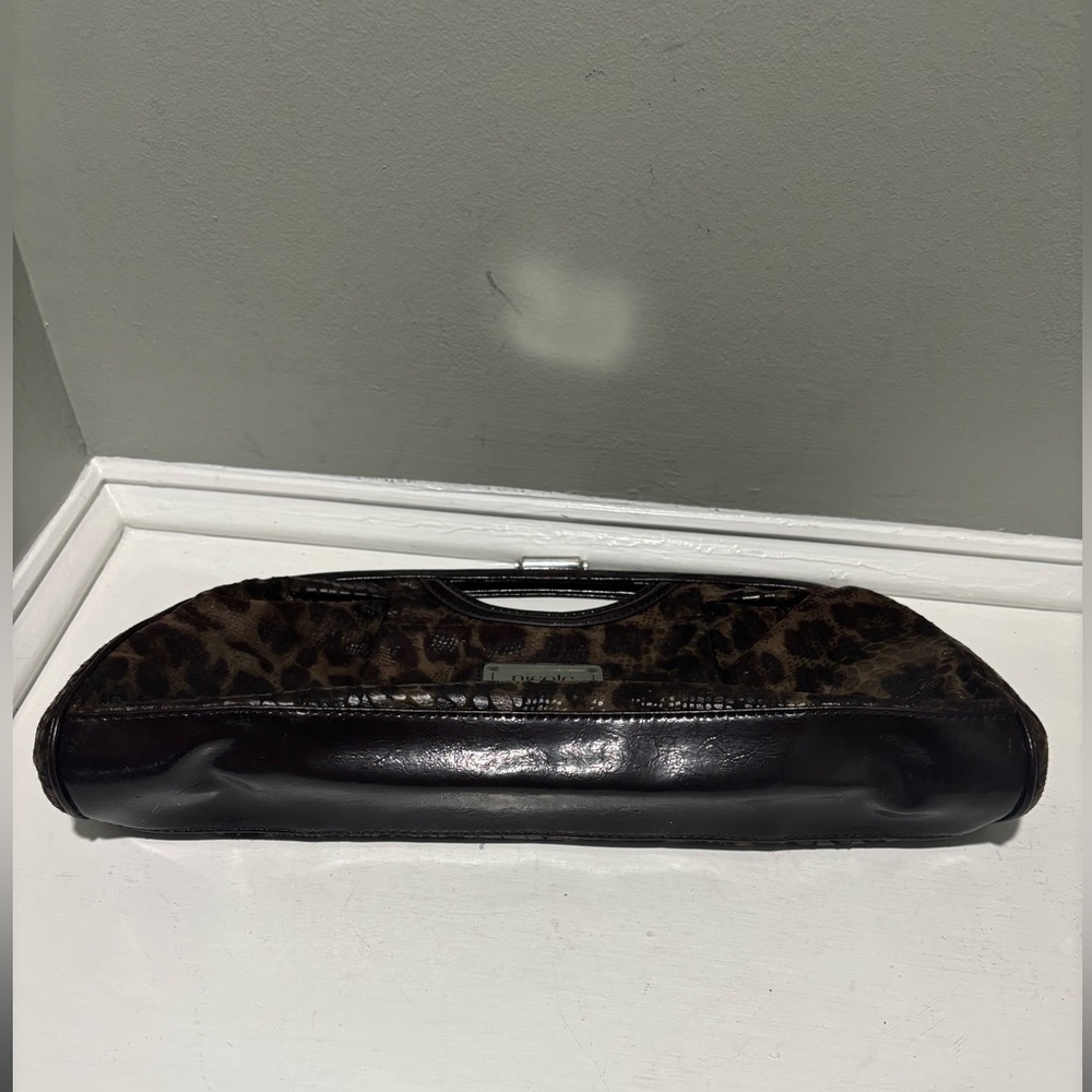VTG Nicole Miller Dk Brown Faux Leather Clutch Purse - Picture 4 of 9